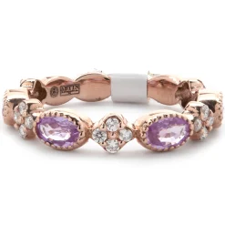 14 Karat Rose Gold Pink Sapphire and Diamond Star Band