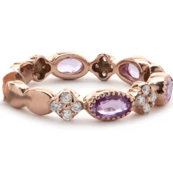 14 Karat Rose Gold Pink Sapphire and Diamond Star Band