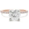 14 Karat Rose Gold Round Brilliant Cut Diamond Engagement Ring