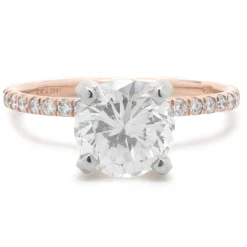 14 Karat Rose Gold Round Brilliant Cut Diamond Engagement Ring