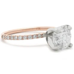 14 Karat Rose Gold Round Brilliant Cut Diamond Engagement Ring