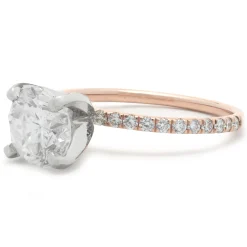 14 Karat Rose Gold Round Brilliant Cut Diamond Engagement Ring