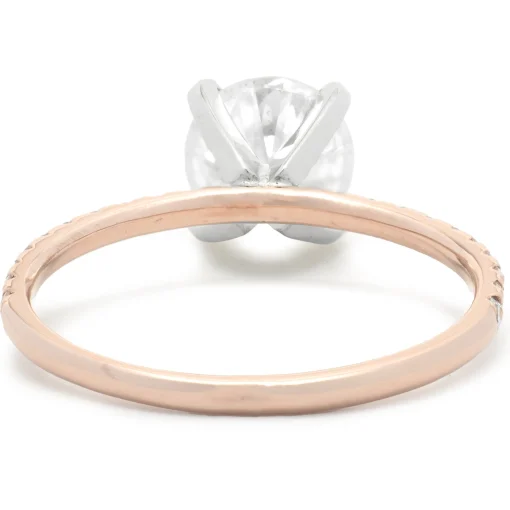 14 Karat Rose Gold Round Brilliant Cut Diamond Engagement Ring