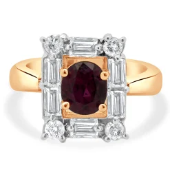 14 Karat Rose Gold Ruby and Diamond Cocktail Ring