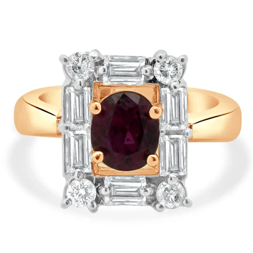 14 Karat Rose Gold Ruby and Diamond Cocktail Ring