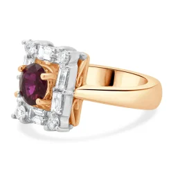 14 Karat Rose Gold Ruby and Diamond Cocktail Ring