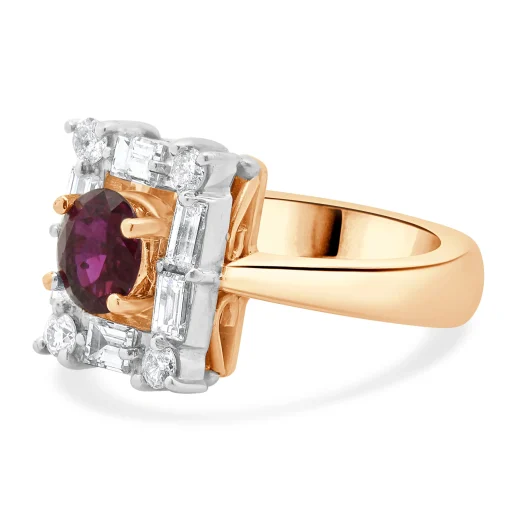 14 Karat Rose Gold Ruby and Diamond Cocktail Ring