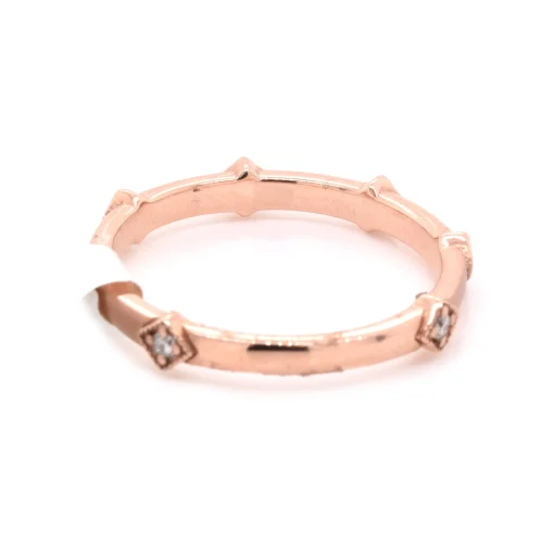 14 Karat Rose Gold Satin Finished Diamond Band