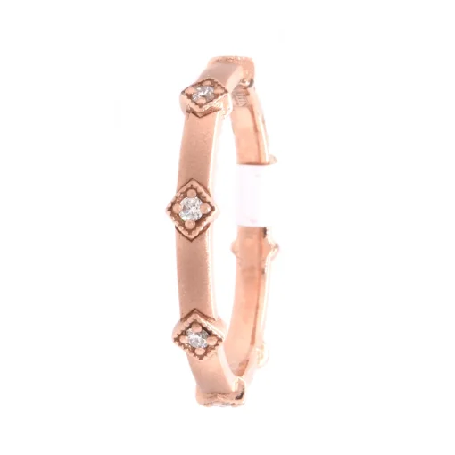 14 Karat Rose Gold Satin Finished Diamond Band