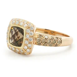 18 Karat Rose Gold Smokey Quartz and Diamond Ring
