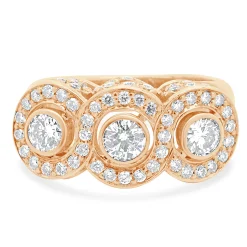 14 Karat Rose Gold Three Diamond Inline Ring