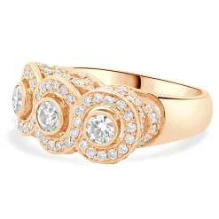 14 Karat Rose Gold Three Diamond Inline Ring