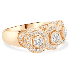 14 Karat Rose Gold Three Diamond Inline Ring