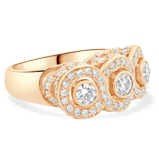 14 Karat Rose Gold Three Diamond Inline Ring