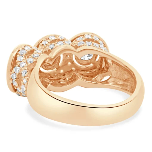 14 Karat Rose Gold Three Diamond Inline Ring
