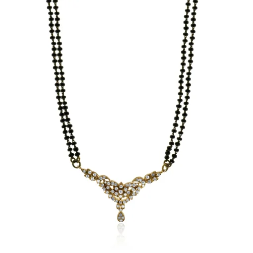 10 Karat Rose Gold Vintage Diamond Floral Motif and Double Stranded Onyx Bead Necklace