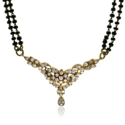 10 Karat Rose Gold Vintage Diamond Floral Motif and Double Stranded Onyx Bead Necklace