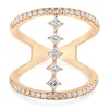14 Karat Rose Gold Wide Diamond Bar Link Ring
