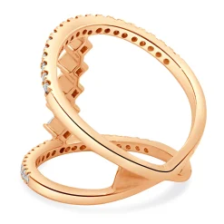 14 Karat Rose Gold Wide Diamond Bar Link Ring