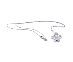 18 Karat Simon G White Gold Pave Diamond Star Necklace