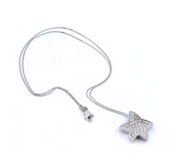 18 Karat Simon G White Gold Pave Diamond Star Necklace
