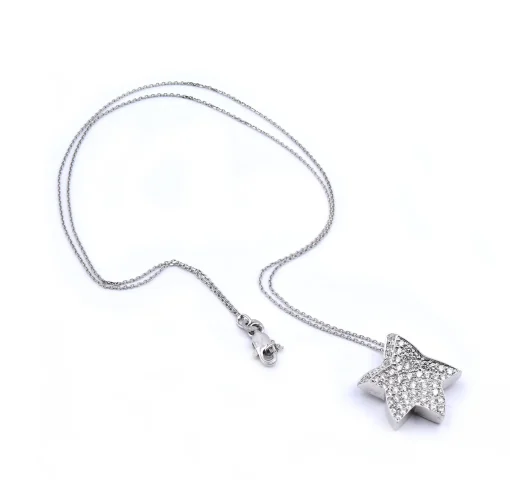 18 Karat Simon G White Gold Pave Diamond Star Necklace