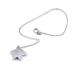 18 Karat Simon G White Gold Pave Diamond Star Necklace