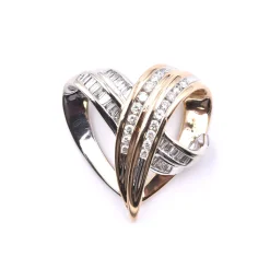 14 Karat Two Tone Diamond Heart Slide Pendant