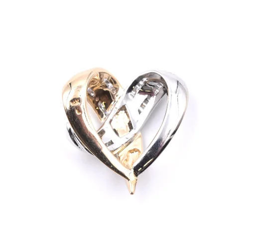 14 Karat Two Tone Diamond Heart Slide Pendant