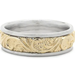 14 Karat Two Tone 7mm Filigree Band