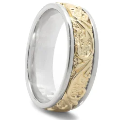 14 Karat Two Tone 7mm Filigree Band