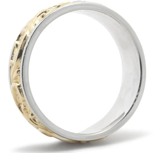 14 Karat Two Tone 7mm Filigree Band