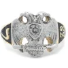 14 Karat Two Tone Vintage 1932 Diamond Masonic Ring
