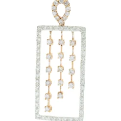 18 Karat White & Rose Gold Rectangular Diamond Drop Necklace