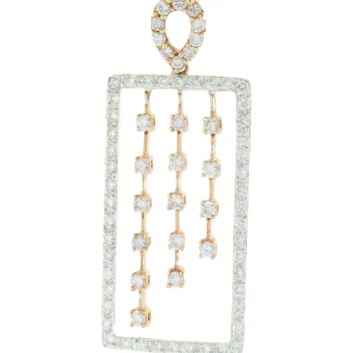 18 Karat White & Rose Gold Rectangular Diamond Drop Necklace