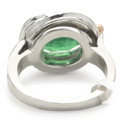 14 Karat White & Rose Gold Emerald and Diamond Flower Wrap Ring