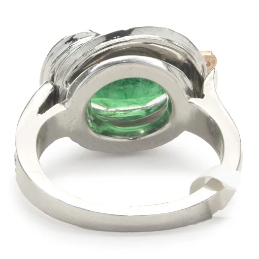 14 Karat White & Rose Gold Emerald and Diamond Flower Wrap Ring