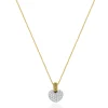 18 Karat White & Yellow Gold Fancy Yellow and White Diamond Puffed Heart Necklace