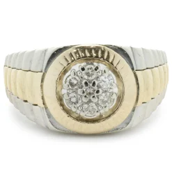 14 Karat White & Yellow Gold Pave Diamond Style Ring