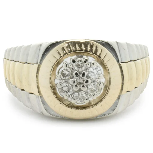 14 Karat White & Yellow Gold Pave Diamond Style Ring