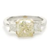 18 Karat White & Yellow Gold Cushion Cut Diamond Engagement Ring