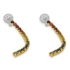 18 Karat White & Yellow Gold Diamond and Rainbow Sapphire Inline Drop Earrings