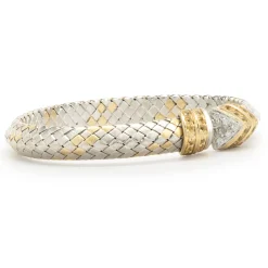 18 Karat White & Yellow Gold Diamond and Yellow Sapphire Cuff Bracelet