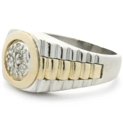 14 Karat White & Yellow Gold Pave Diamond Style Ring