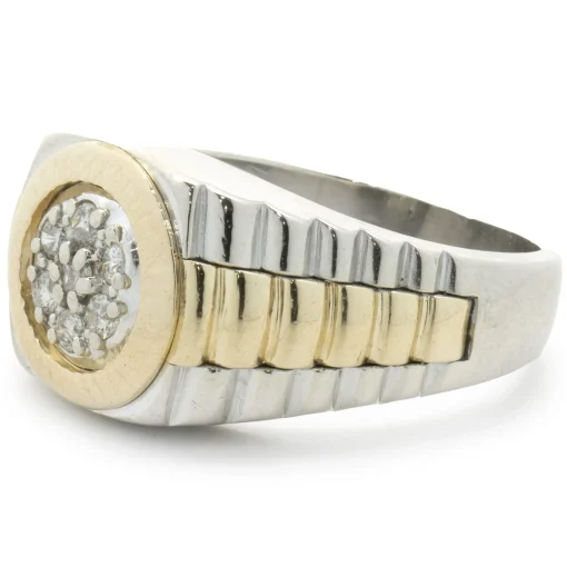 14 Karat White & Yellow Gold Pave Diamond Style Ring