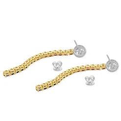 18 Karat White & Yellow Gold Diamond and Rainbow Sapphire Inline Drop Earrings