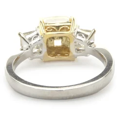 18 Karat White & Yellow Gold Cushion Cut Diamond Engagement Ring