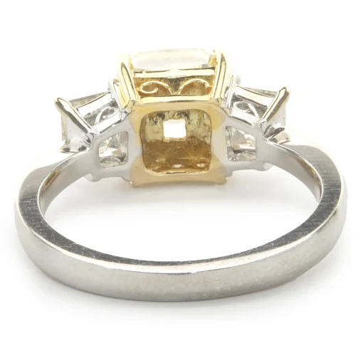 18 Karat White & Yellow Gold Cushion Cut Diamond Engagement Ring
