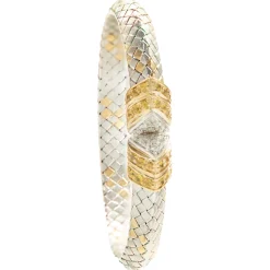 18 Karat White & Yellow Gold Diamond and Yellow Sapphire Cuff Bracelet