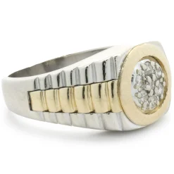 14 Karat White & Yellow Gold Pave Diamond Style Ring